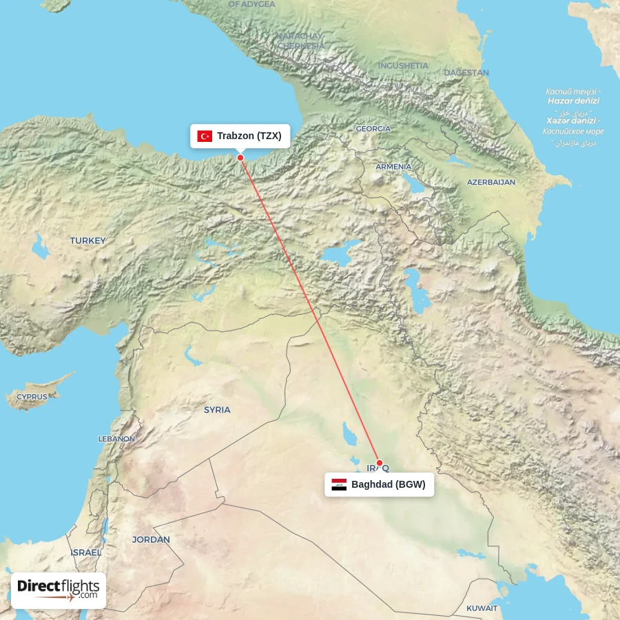 BGW - TZX route map