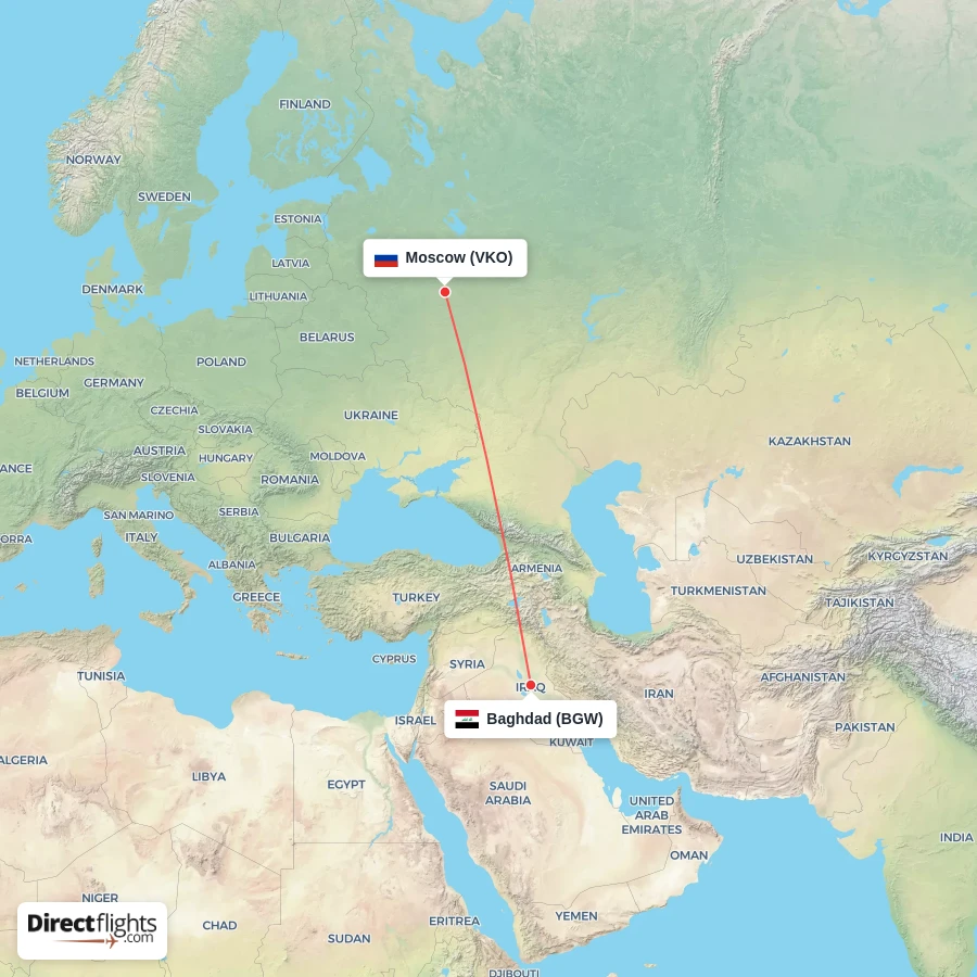 BGW - VKO route map