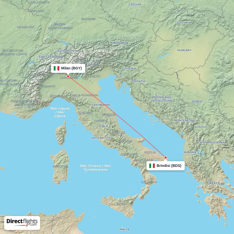 BGY - BDS route map