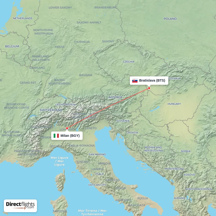 BGY - BTS route map