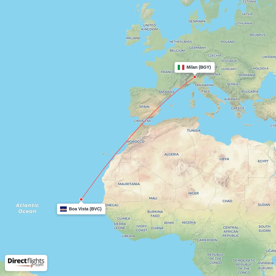 BGY - BVC route map