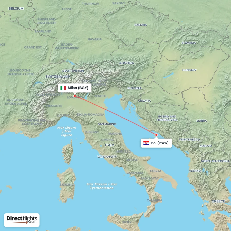 BGY - BWK route map