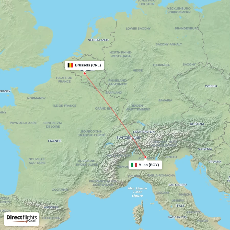 BGY - CRL route map