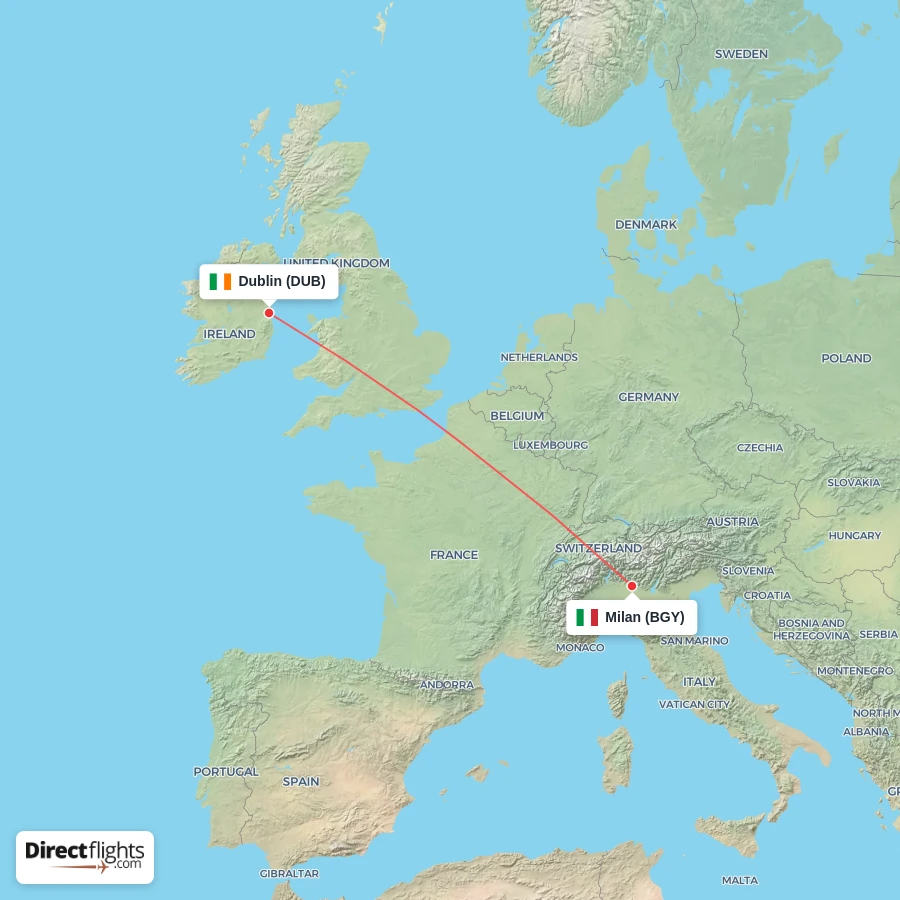 BGY - DUB route map