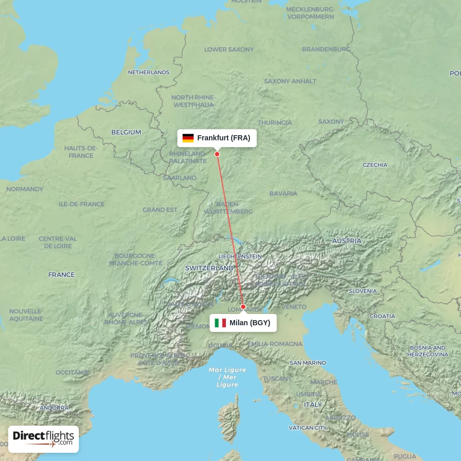 BGY - FRA route map