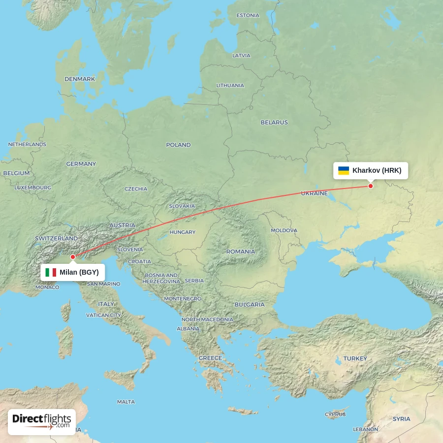 BGY - HRK route map