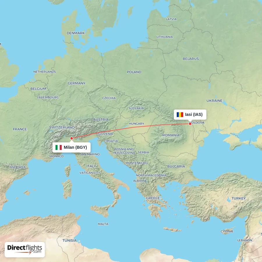 BGY - IAS route map