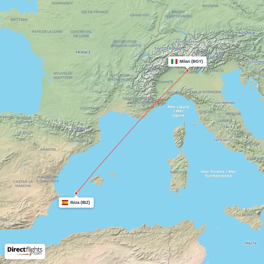 BGY - IBZ route map