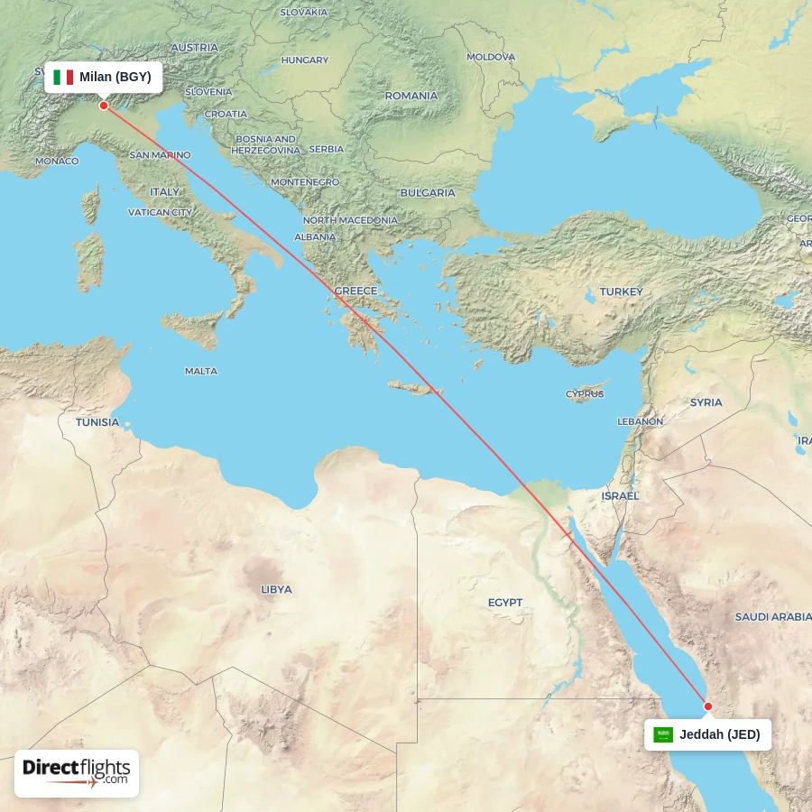 BGY - JED route map