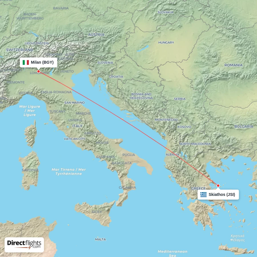 BGY - JSI route map