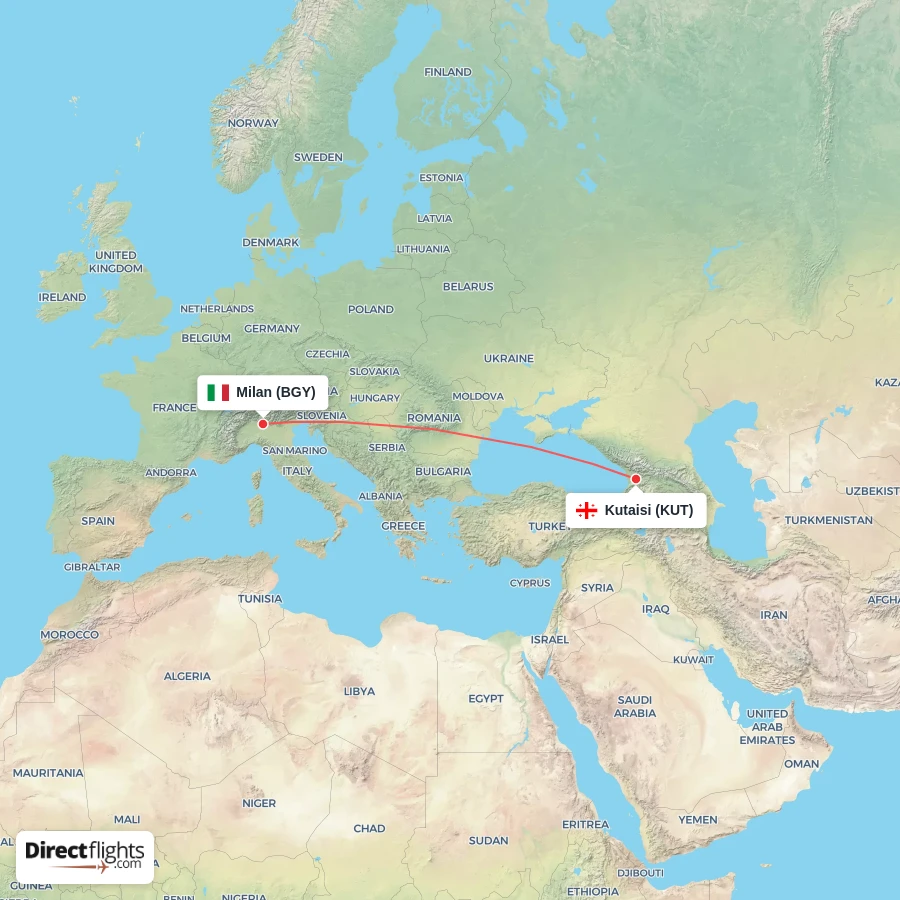 BGY - KUT route map