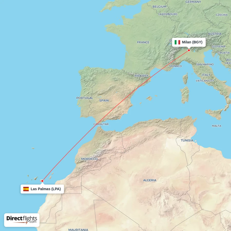 BGY - LPA route map