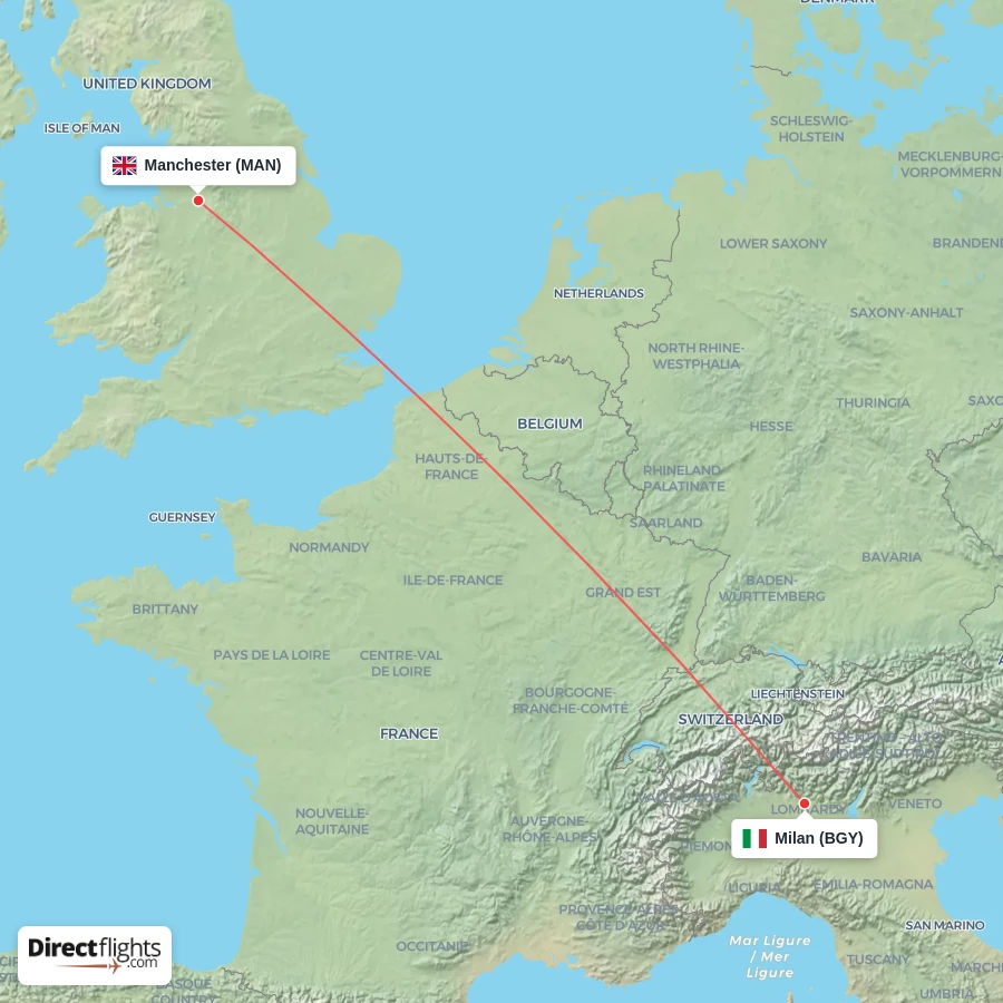 BGY - MAN route map