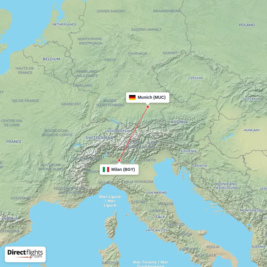BGY - MUC route map
