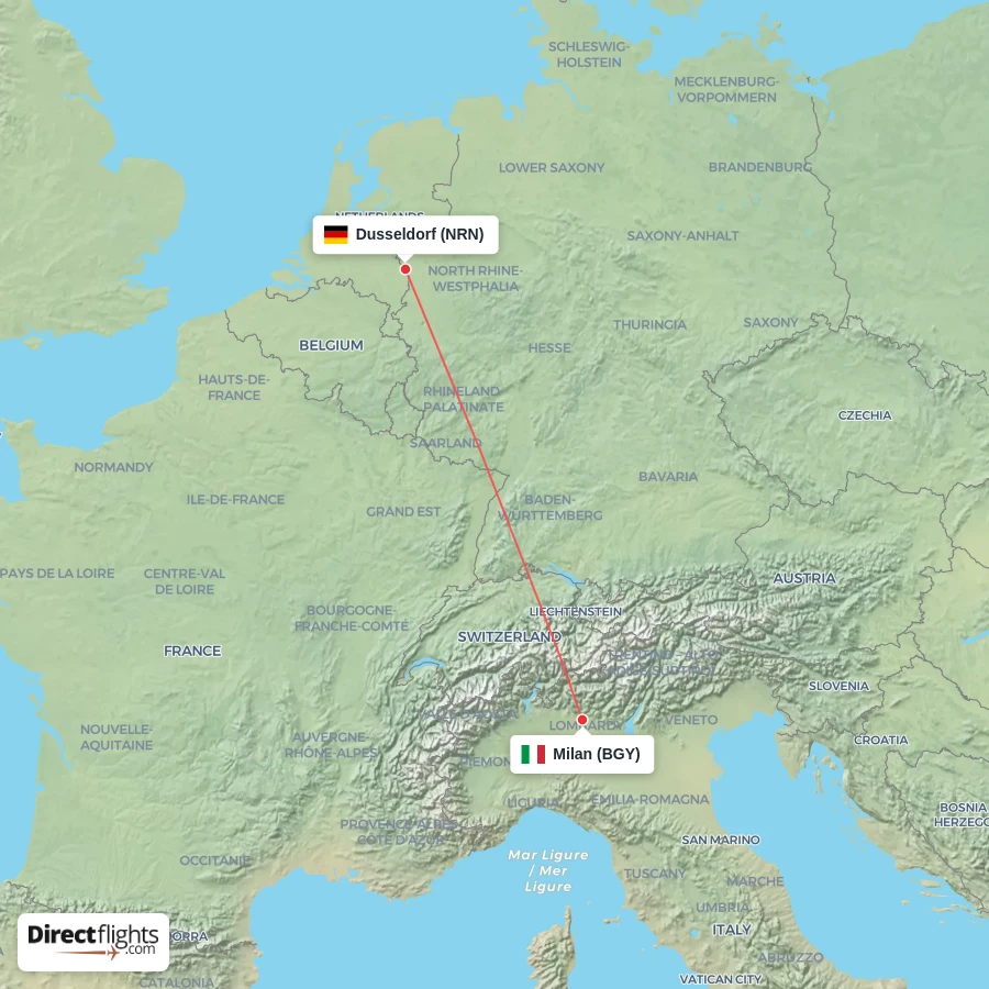 BGY - NRN route map