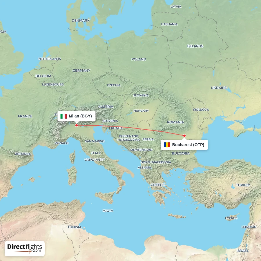 BGY - OTP route map