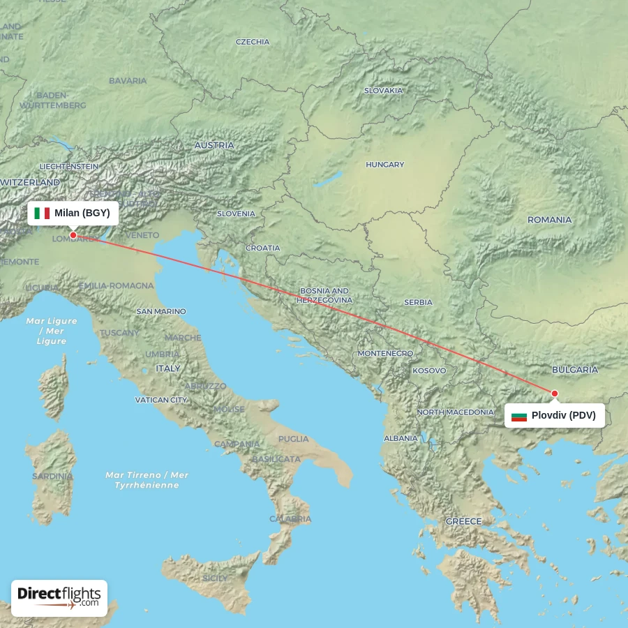BGY - PDV route map
