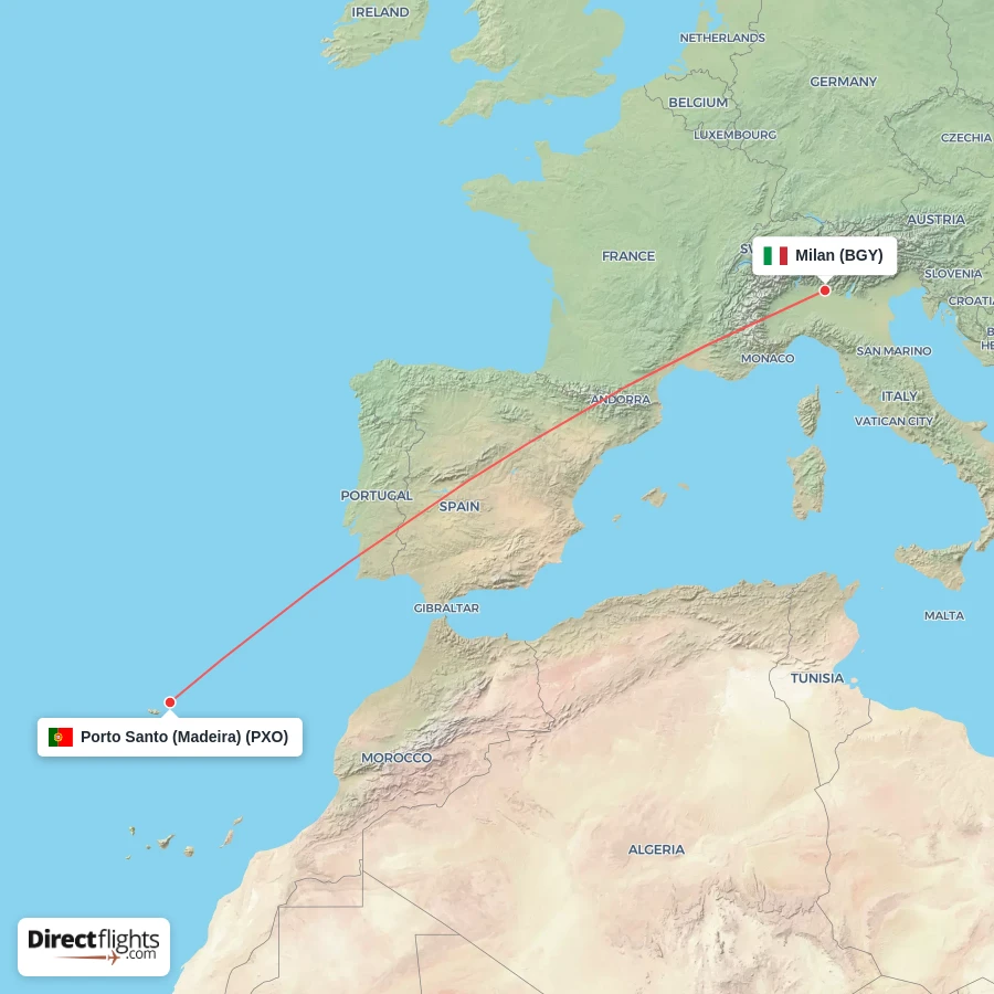 BGY - PXO route map
