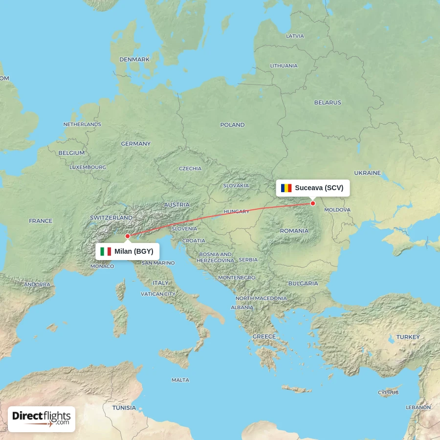 BGY - SCV route map