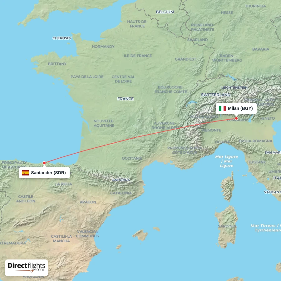 BGY - SDR route map