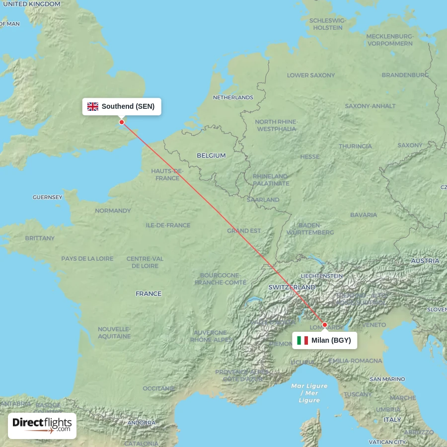 BGY - SEN route map