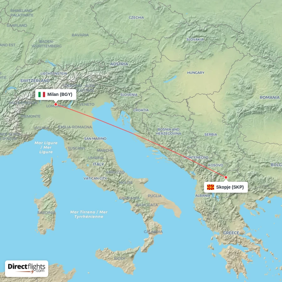 BGY - SKP route map