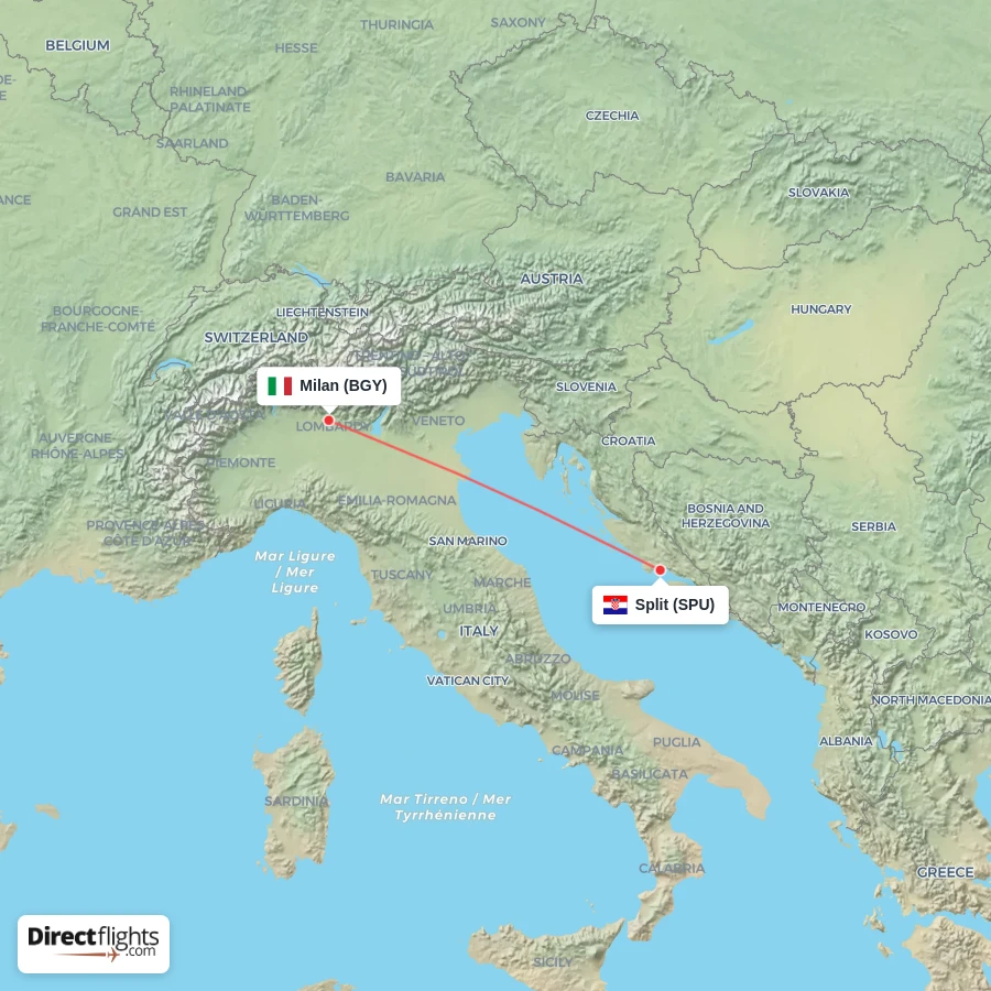 BGY - SPU route map