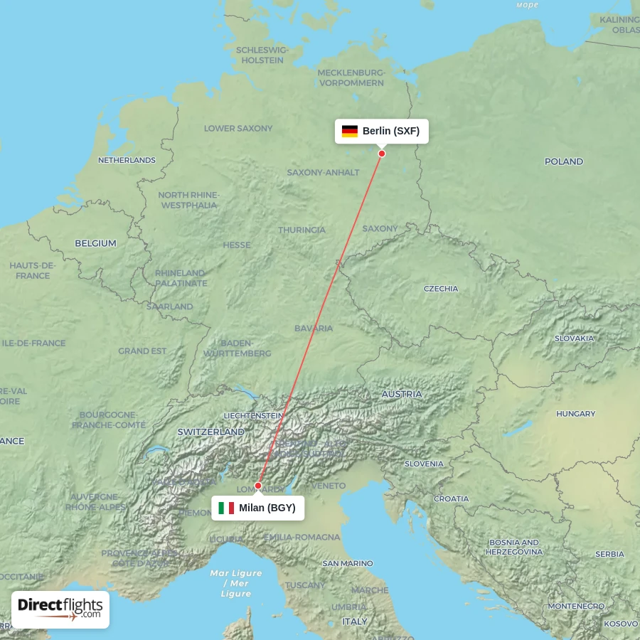BGY - SXF route map