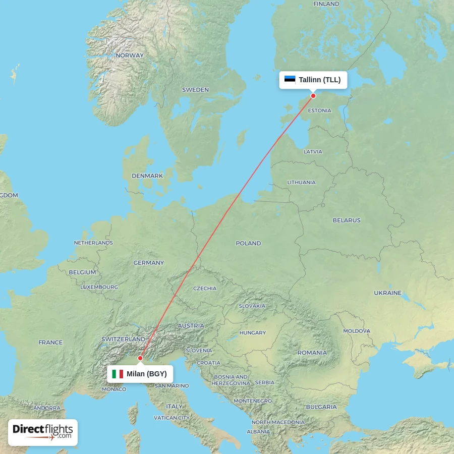BGY - TLL route map