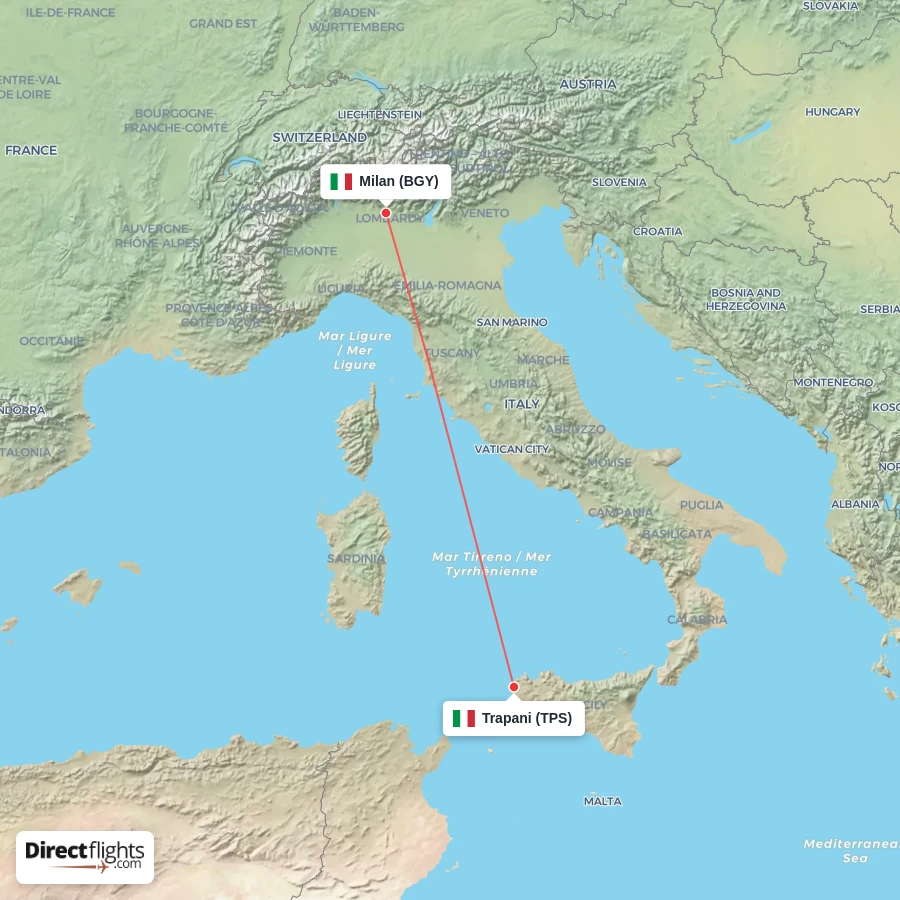 BGY - TPS route map