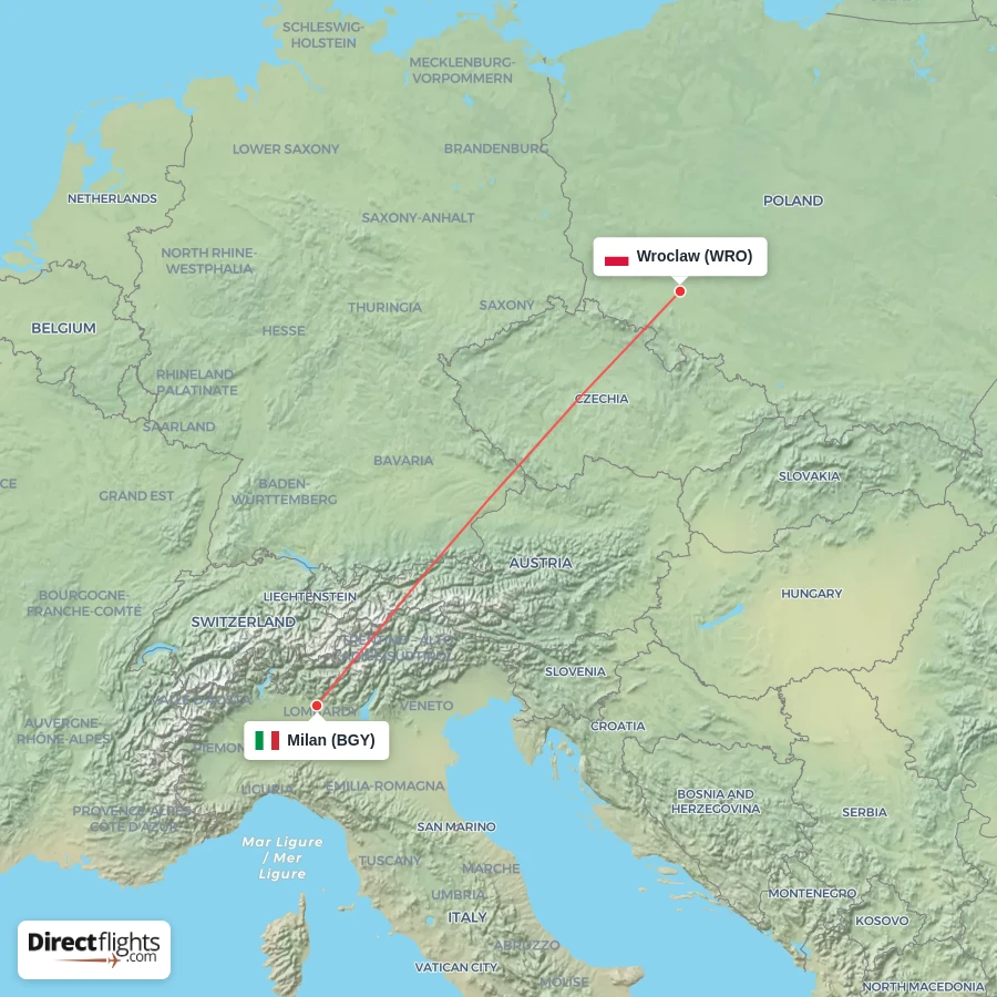 BGY - WRO route map