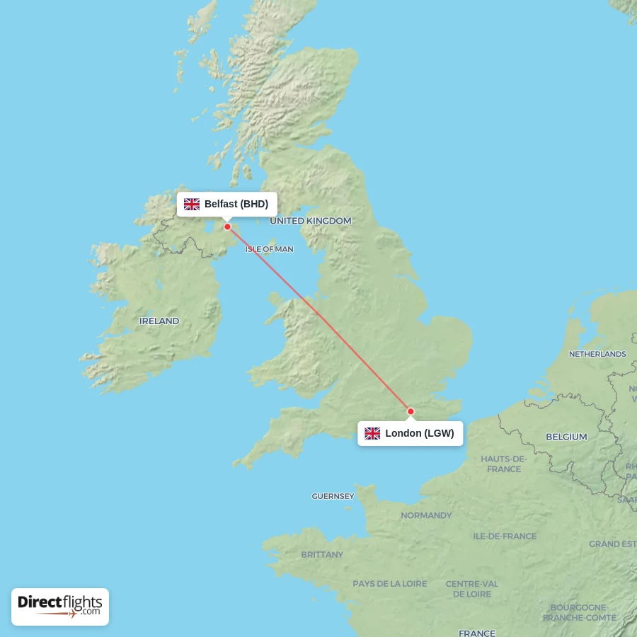 BHD - LGW route map