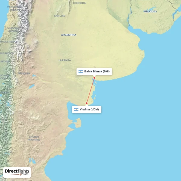 Bahia Blanca - Viedma direct flight map