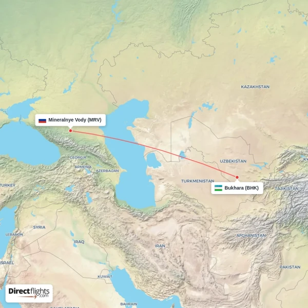 Bukhara - Mineralnye Vody direct flight map