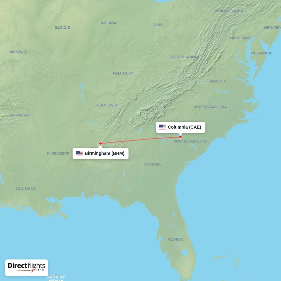 BHM - CAE route map