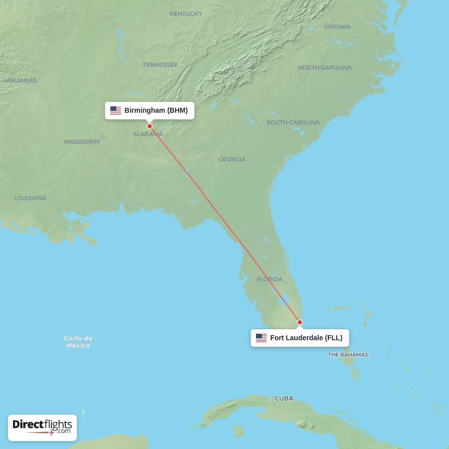 BHM - FLL route map