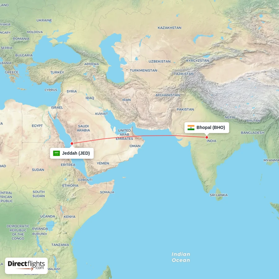 BHO - JED route map