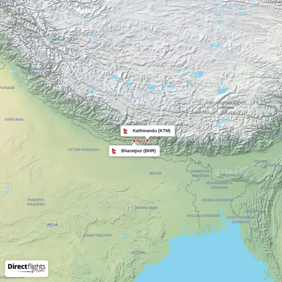 BHR - KTM route map
