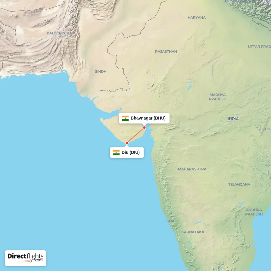 BHU - DIU route map