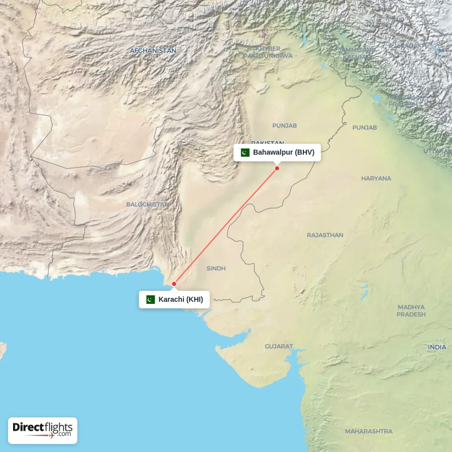 BHV - KHI route map