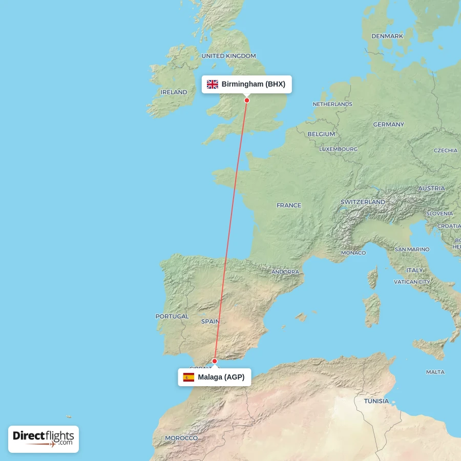 BHX - AGP route map