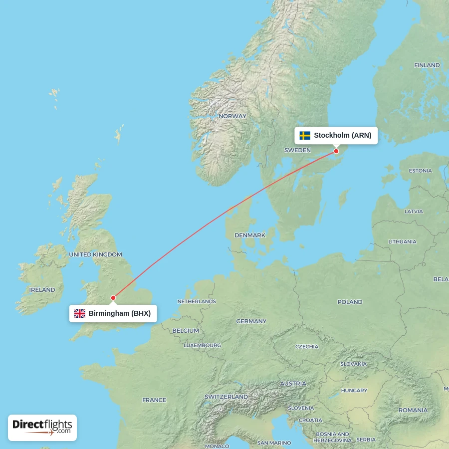 BHX - ARN route map