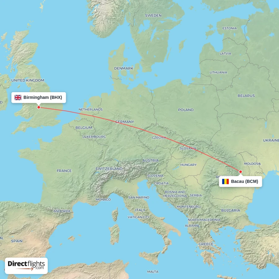BHX - BCM route map