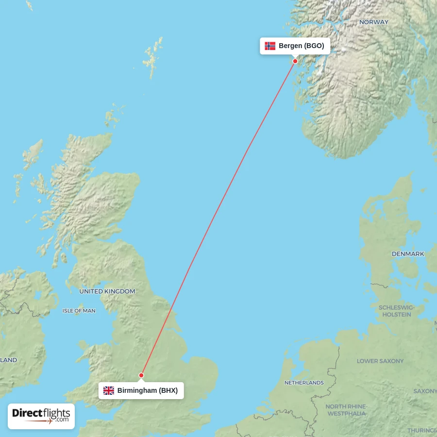 BHX - BGO route map