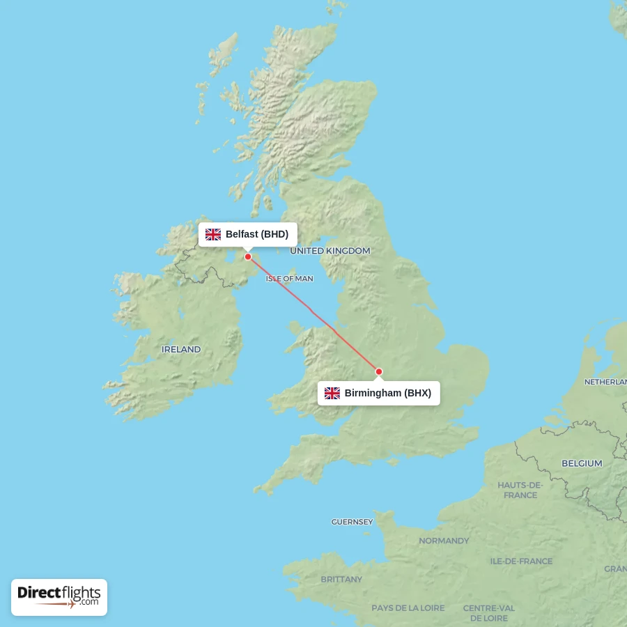 BHX - BHD route map