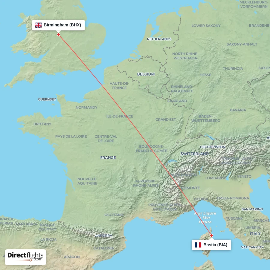 BHX - BIA route map