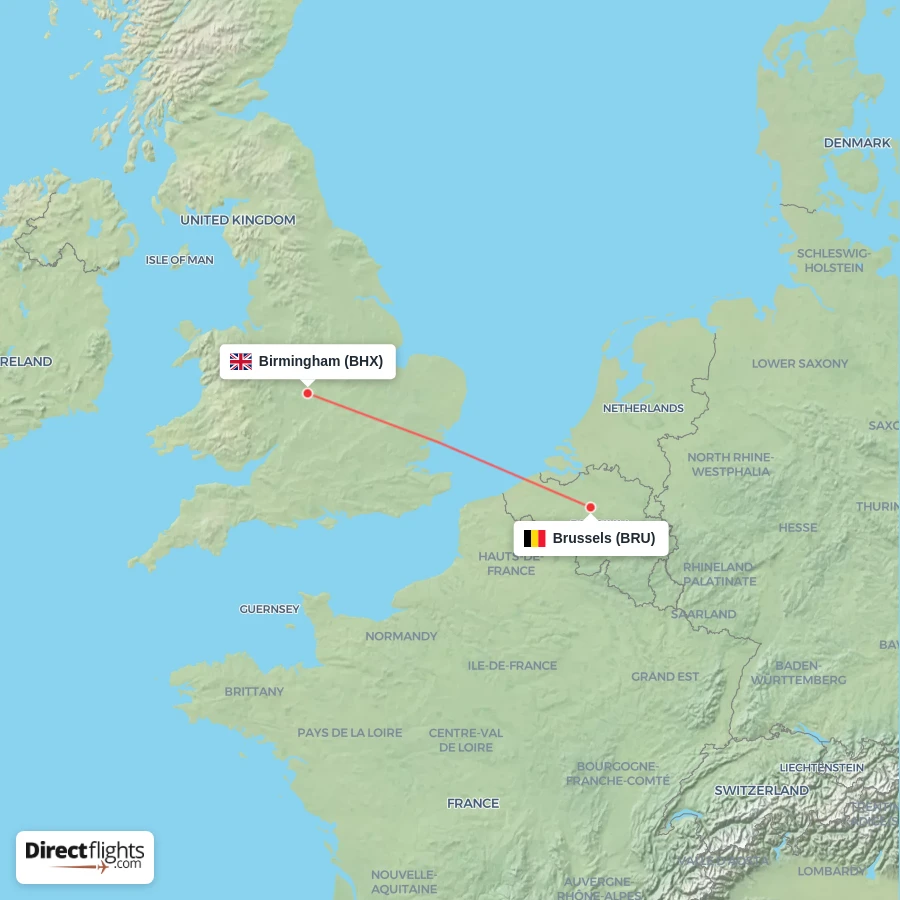 BHX - BRU route map