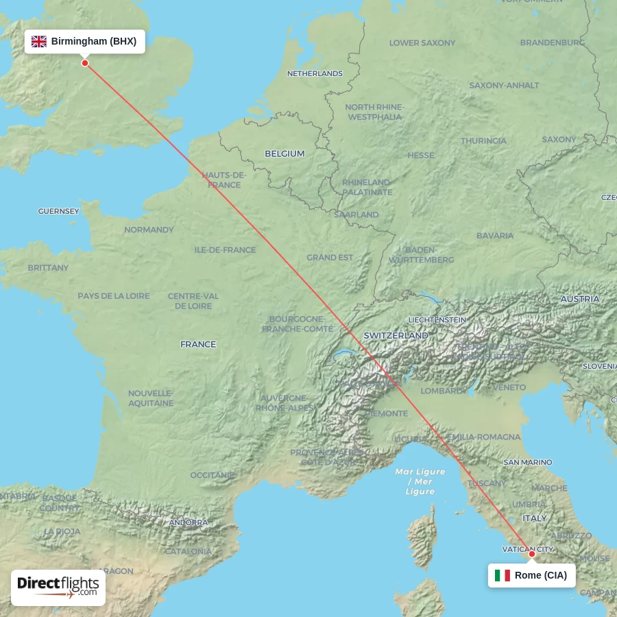 BHX - CIA route map