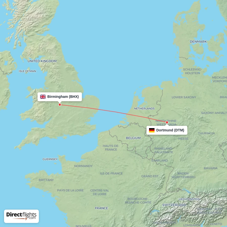 BHX - DTM route map