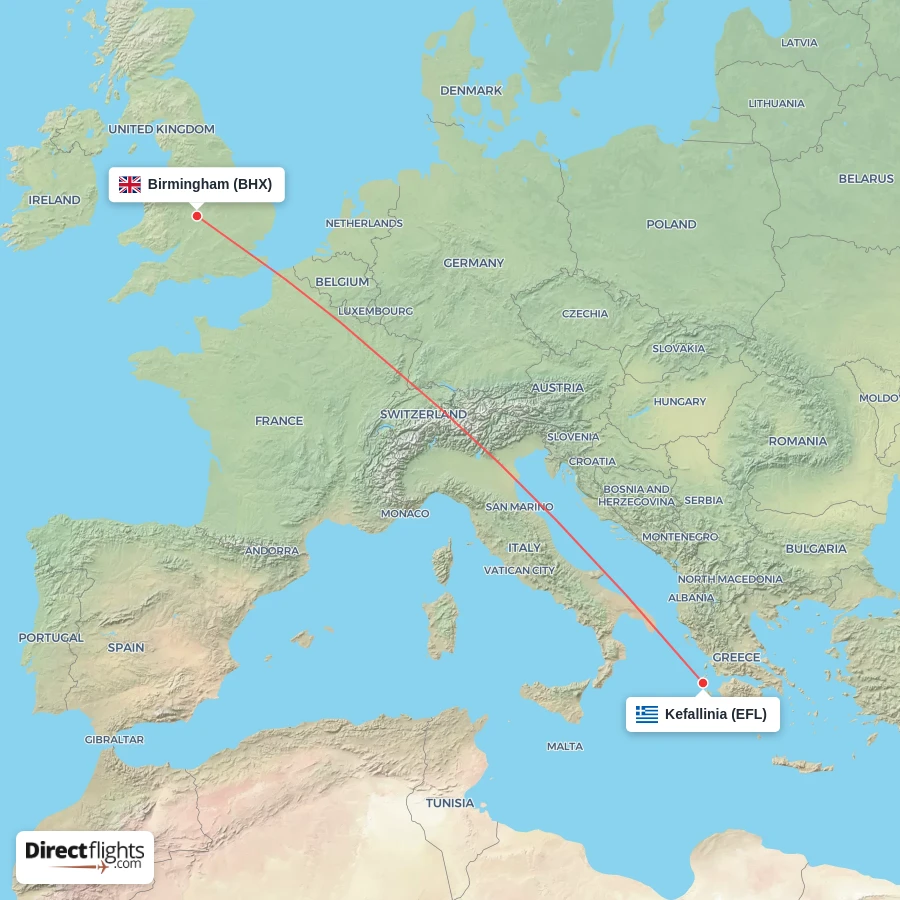 BHX - EFL route map